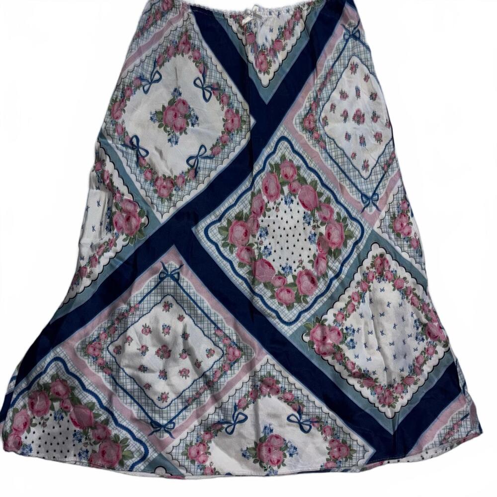 For Love & Lemons patterned satin midi skirt